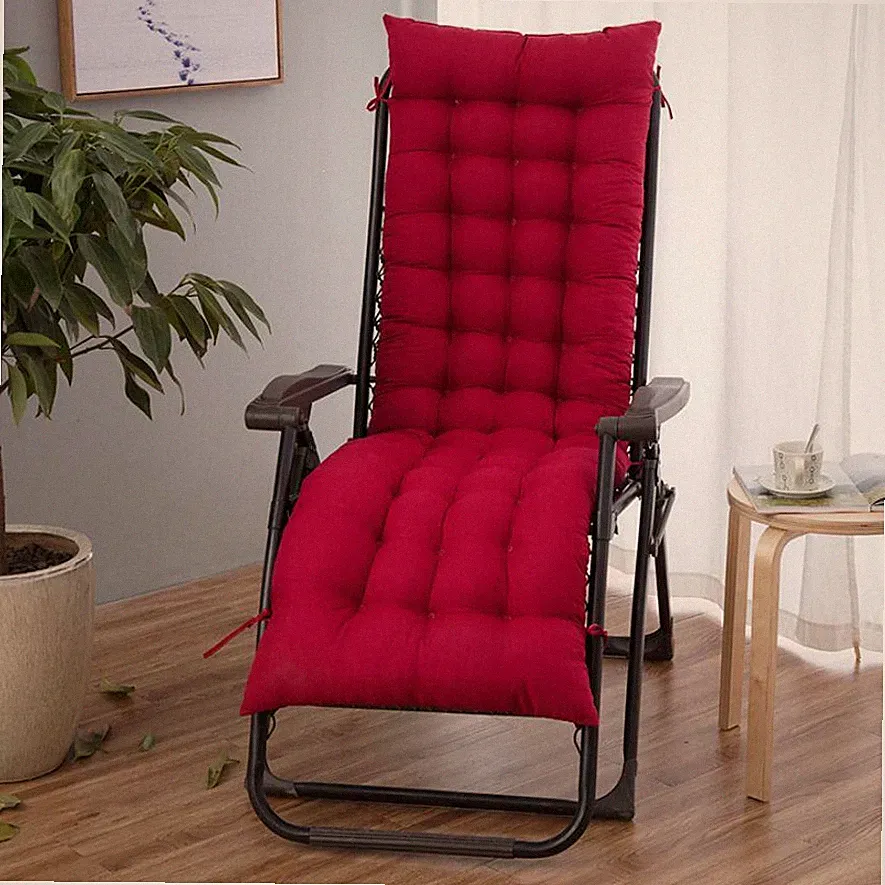 61" Deck Chair Cushion High back Lounge Tufted Chaise Padding Indoor Recliner